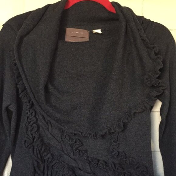 Anthropologie (S) Guinevere Dark Gray Cotton/Cashmere Sweeping Thrills Sweater - Picture 7 of 10